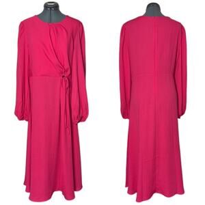 Cabi Delight Midi Dress Women's Size Medium Fuchsia Pink Long-Sleeve Dress #6578
